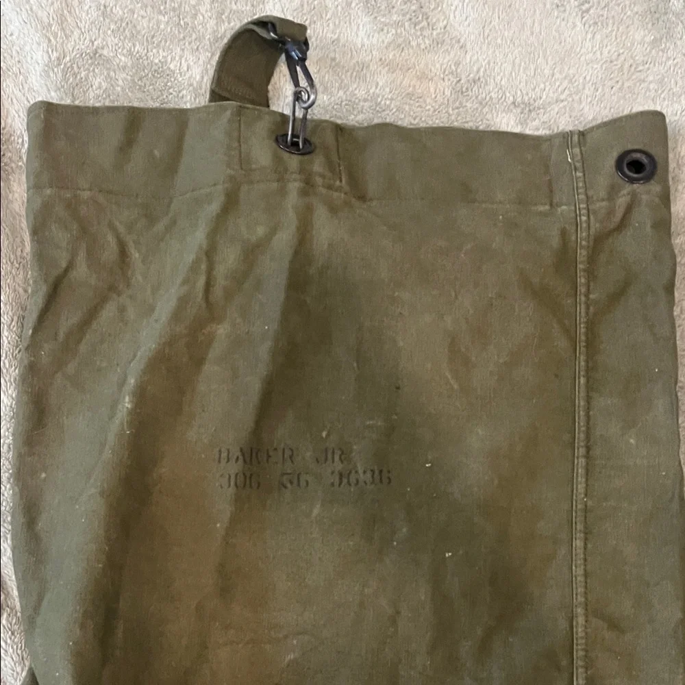 Vintage Military Olive Drab Canvas Bag
